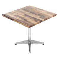 800mm Square Rustic Maple Isotop Table Top with Silver Roma Base