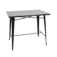 800 x 1200mm Alcantara Black (Marble) Isotop Table Top with Black Tolix Bar Base