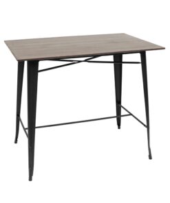 800 x 1200mm Choco Oak Sliq Isotop Table Top with Black Tolix Bar Base