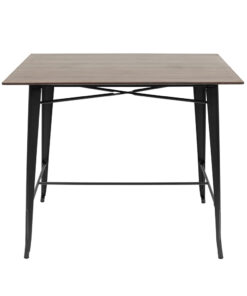 Alternative view of 800 x 1200mm Choco Oak Sliq Isotop Table Top with Black Tolix Bar Base
