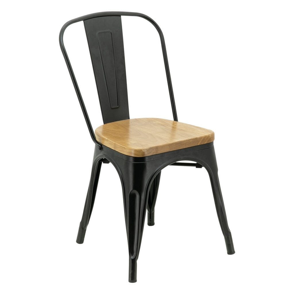 Replica Tolix Chair with Timber Seat in Matte Black