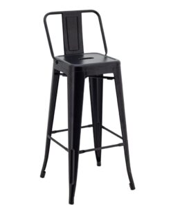Tall Replica Tolix Stool with Back in Matte Black