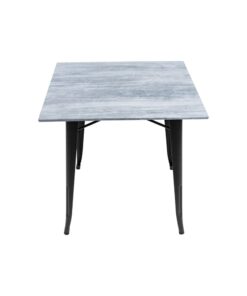 Alternative view of 800mm Square Cement Sliq Isotop Table Top with Black Tolix Base