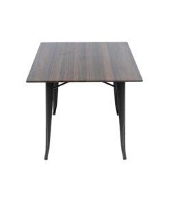 Alternative view of 800mm Square Choco Oak Sliq Isotop Table Top with Black Tolix Base
