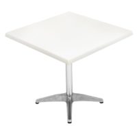 800mm Square White Isotop Table Top with Silver Roma Base