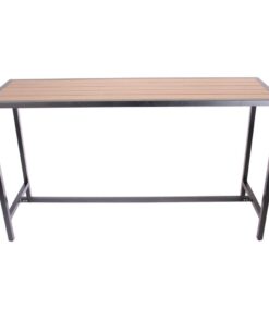 Aluminium Matte Black Bar Bench with Slatted Teak Top
