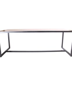 Alternative view of Aluminium Matte Black Communal Table with Slatted Teak Top